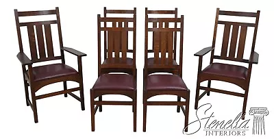 63765EC: Set Of 6 STICKLEY Mission Oak Arts & Crafts Dining Room Chairs • $4095
