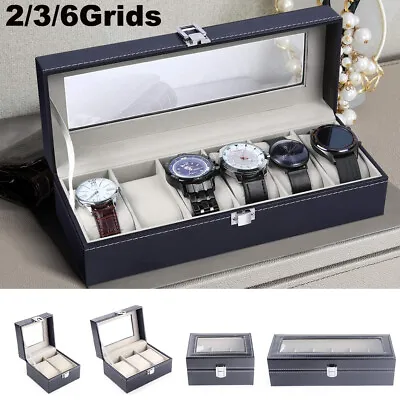 Watch Storage Case Gift For Men Watch Display Box Jewelry Organizer  Leather Box • $24.99