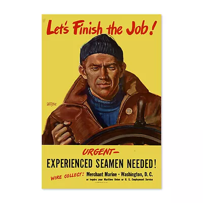 1944 Merchant Marine Let's Finish The Job- World War II Poster - Classic Art • $16.99