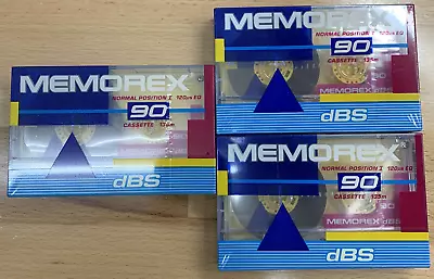 NEW SEALED Lot Of 3 Memorex DBS 90 Normal Position Bias Audio Cassettes Tapes • $6.50