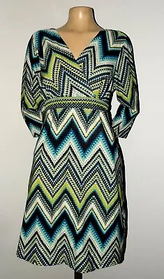 Perfect Career Voir Voir Multicolor Geometric Print Tie-Back Dress Size 16 • $18.99