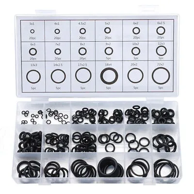 225pc Assorted O RING SET Black Rubber Seals Sink Tap Washers Plumbing Air Gas F • £6.99