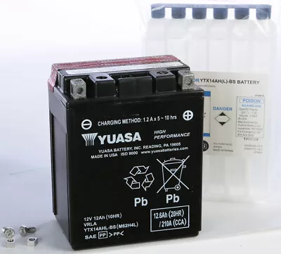 Yuasa H-P Fresh Pack AGM Battery YTX14AHL-BS Kawasaki KLR650 87-18 • $123.26