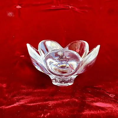 Orrefors Heavy Lead Crystal Tulip Lotus Bowl Sweden Signed MCM Decor 4 X 5.5” • $11.95