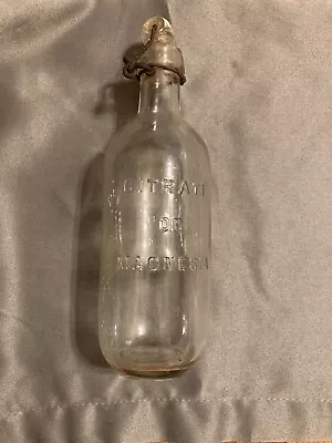 Vintage Antique CITRATE OF MAGNESIA Glass Medicine Bottle Blob Top Stopper • $7.50