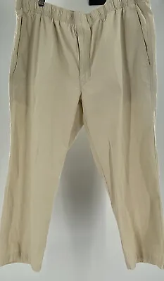 Orvis Men's Pants Beige Cotton Elastic Waist Drawstring Casual W40 L27 HEMMED • $15.99