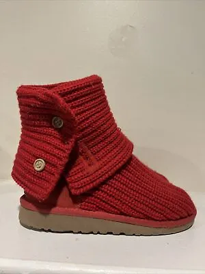 Ugg Girls 3 Red Knit Crochet Boots  • $20