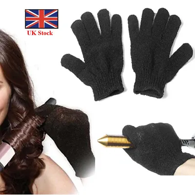 Pair Heat Resistant Gloves Curling Protective Heat Proof For Hair Straightener • £3.02