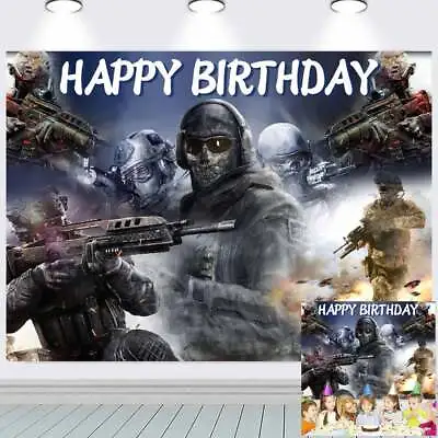Call Of Duty Happy Birthday Backdrop Banner Background Cartoon Decoration  7x5ft • $25