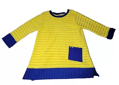 Margaret Winters Sweater Yellow Knit Tunic Pockets Lagenlook Sz S USA Teacher  • $14.95