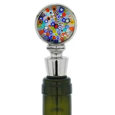 GlassOfVenice Murano Glass Millefiori Round Bottle Stopper - Multicolor • $59.95