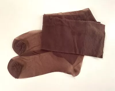 Nylon Stockings Brown Thigh High Hosiery Lingerie Vintage 1950s Pinup Girl Socks • $10