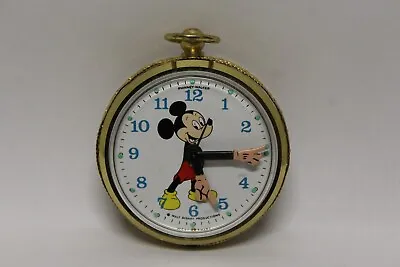 Vintage Phinney-Walker Mickey Mouse Pocket Watch W/ Alarm PARTS/REPAIR F4B7 • $50.96