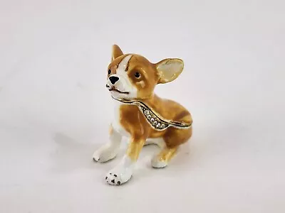 Mini Chihuahua Hinged Miniature Trinket Treasure Box Dog Enameled Gold Tone • $9.99