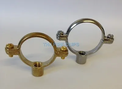 2 X Cast Brass Munsen Rings - Brass Or Chrome Plated - Pipe Clip Brackets • £27.92