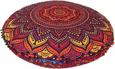 32 Inch Boho Large Round Bohemian Floor Pillow Pouf Cover Oversized • $21.99