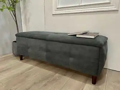 Long Storage Ottoman Bench Upholstered Footstool Entryway Shoe Footrest Stool • $79.99