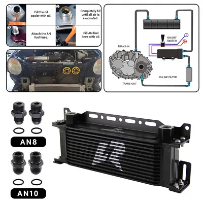 £63.60 • Buy Universal 13 Row G1/2  248mm Oil Cooler With 2PCS AN8 & A10 Fittings + Bracket 