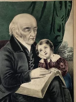 N Currier “The Grandfather’s Advice” H/C Lithograph Circa 1845 Rare • $95