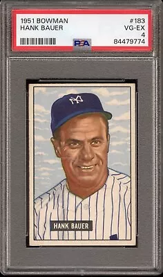 1951 Bowman #183 Hank Bauer - PSA VG-EX 4 New York Yankees - VSCARDS • $59