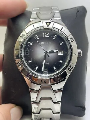 $45 • Buy Relic By Fossil Men's ZR11607 Vince Silvertone QUARTZ ANALOG Watch DEGRADE H25
