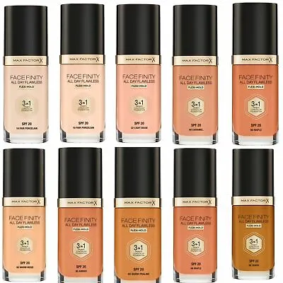 Max Factor FaceFinity All Day Flawless Flexi-Hold Foundation 3 In1  Choose Shade • £6.99