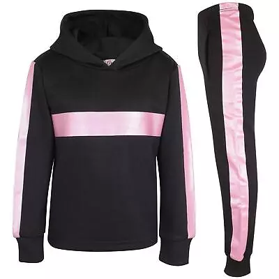 Kids Baby Pink Tracksuit Gym Cropped Hoodie Sweatpants Cord Set Girls 5-13 Yr • £12.99