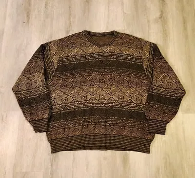 Vintage Sweater Men's 2XL Knit Geometric Abstract Grandpa 1990s Cosby Argyle • $24.95