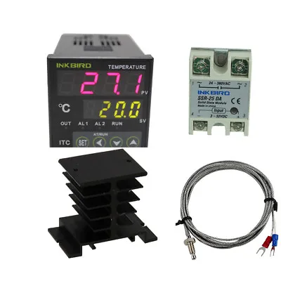$33.24 • Buy Inkbird PID Digital Temperature Controller K Sensor 25 SSR Heat Sink Brewing 