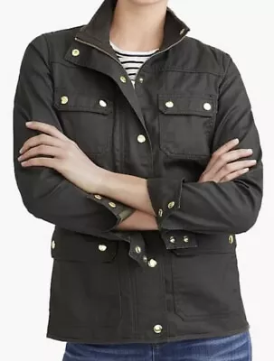 J Crew Women’s Resin-Coated Twill Field Jacket Size Small Black • $44.99