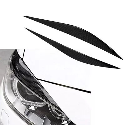 Carbon Fiber Front Headlight Eyebrow Cover Eyelid Trim For BMW 3 Series 13-19 A2 • $11.39