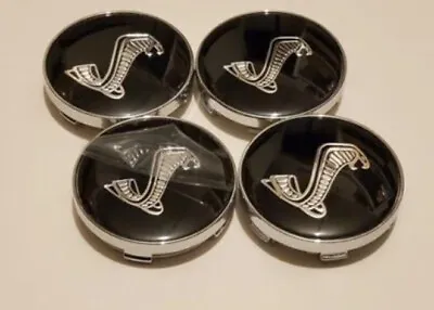 SET OF 4 Ford MUSTANG Black COBRA 2.25 Inch/60 MM RIM Wheel Center Hub Caps • $49.99