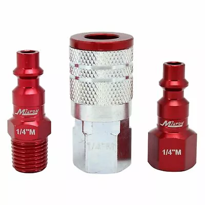 Milton ColorFit M Style Coupler And Plug Kit 1/4  NPT 3 Pieces S-303MKIT Red • $9.95