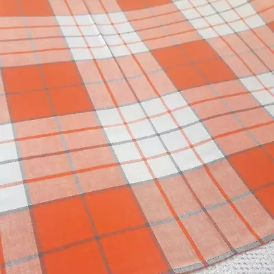 Vintage Retro Horrockses Orange Check Linen Square Tablecloth 60s 70s • $27.35