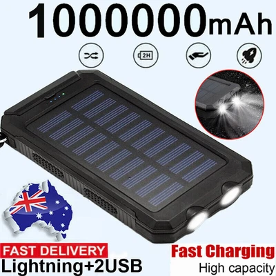 $27.88 • Buy 1000000mAh Waterproof Solar Power Bank 2USB Charger Battery Pack Fr Mobile Phone
