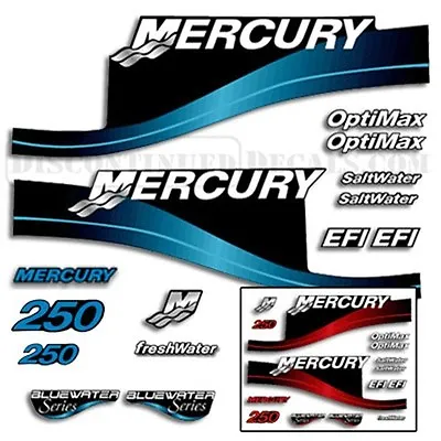 Fits Mercury 250hp Outboard Decal Kit Blue Or Red Available • $94.95