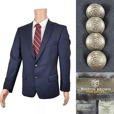 Maison Margiela Mens Blazer Sport Coat Silver Button Casual Jacket 40R Blue Suit • $166.49