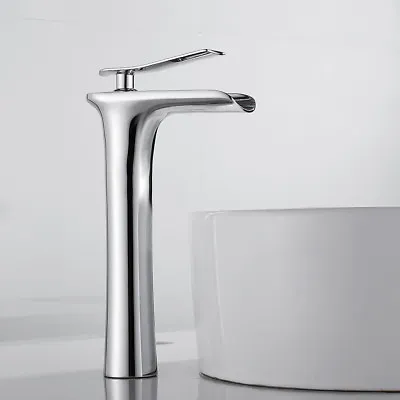£39.59 • Buy Waterfall Bathroom Taps Tall Basin Mixer Tap Brass Counter Top Faucets Chrome BL