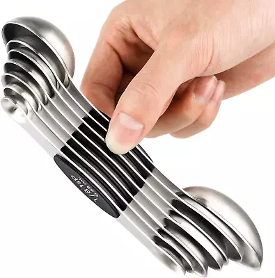 Magnetic Measuring Spoons Set  7 Stainless Steel Dual Sided Teaspoon Tablespoon  • $24.67