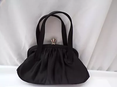 Vintage La Regale Black Evening Clutch Purse With Rhinestone Closure • $12.99