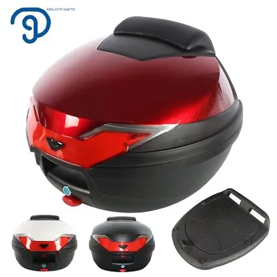 Motorcycle Trunk With Lock Scooter Top Box Durable Rear Storage Luggage Case 32L • $49.54
