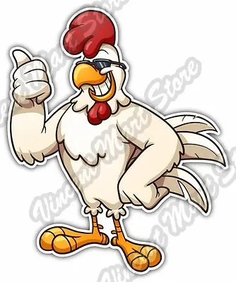 Chicken Rooster Cock Sunglasses Cartoon Gift Car Bumper Vinyl Sticker Decal 4X5  • $3.85