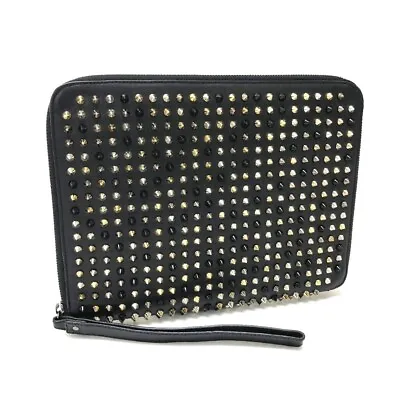 CHRISTIAN LOUBOUTIN Spike Studs Leather Zip Around IPad Case • £328.81