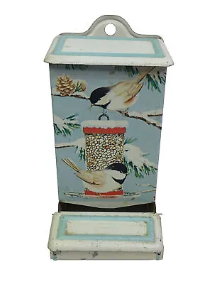 Vintage JASCO Matchbox Tin Holder Winter Birds Wall Hang Decor HONG KONG • $24.95