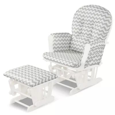 Costway Glider And Ottoman Cushion Set Wood Baby Nursery Rocking Chair • $189.99