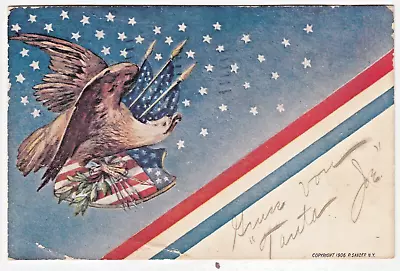 Eagle American Flag Shield Stars & Stripes Theme~Vintage Patriotic Postcard • $4.39