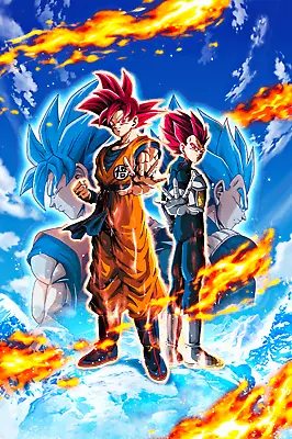 Dragon Ball Poster Vegeta Goku SSJ God And Blue 12inx18in Free Shipping • $9.95