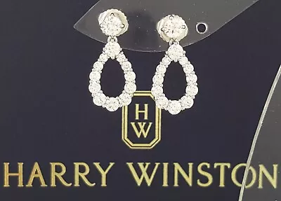 Harry Winston Diamond Loop Diamond Earrings Medium 1.55 Ct Platinum Rtl $13.7K • $7995