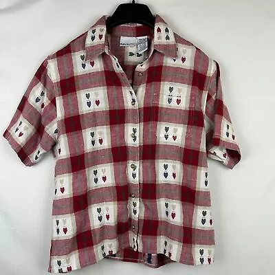 Vintage 70s Bobbie Brooks Cottagecore Heart Print Button Shirt S/M • $24.64