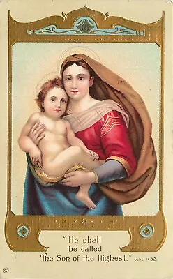 Embossed Religious Postcard Madonna & Child Gilded Details Stecher 317-D • $8.99
